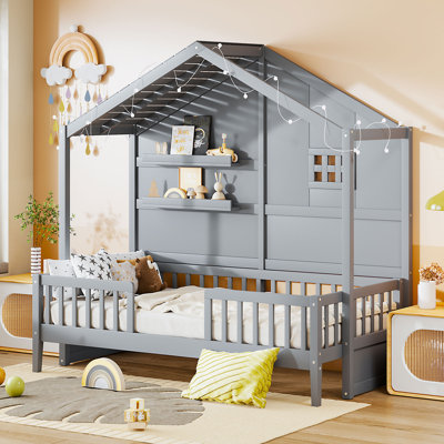 Lit simple pour enfant avec lumière et tablettes Berthold