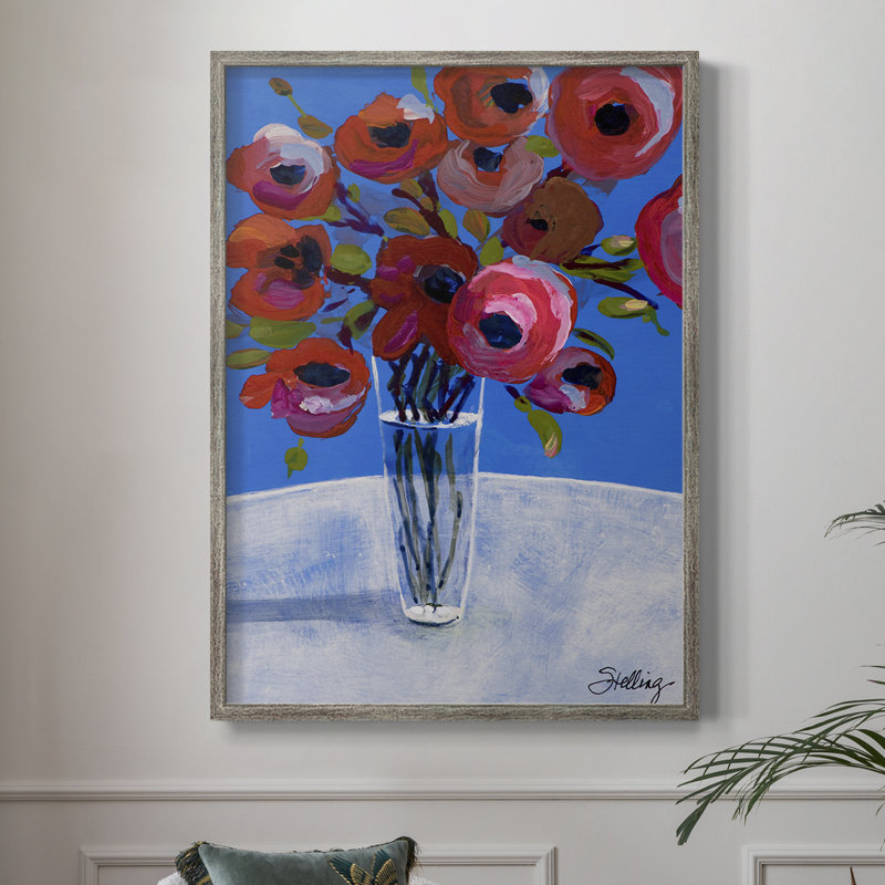 Poppies Framed Print - Solid Wood, 11" H x 9" W