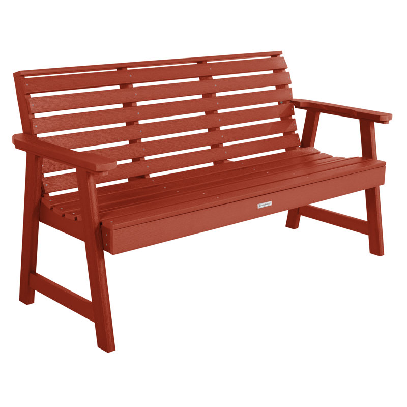 Banc de jardin en plastique Midwest, H 35 po x l 64 po x P 25 po, Rouge rustique