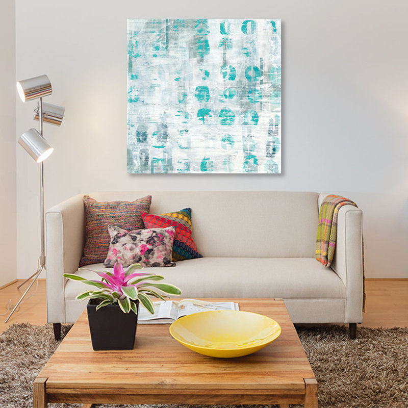 «Blue Static IV», reproduction d'impression sur toile tendue, H 26 po x l 26 po x P 1,5 po, Toile tendue, Pas de tapis