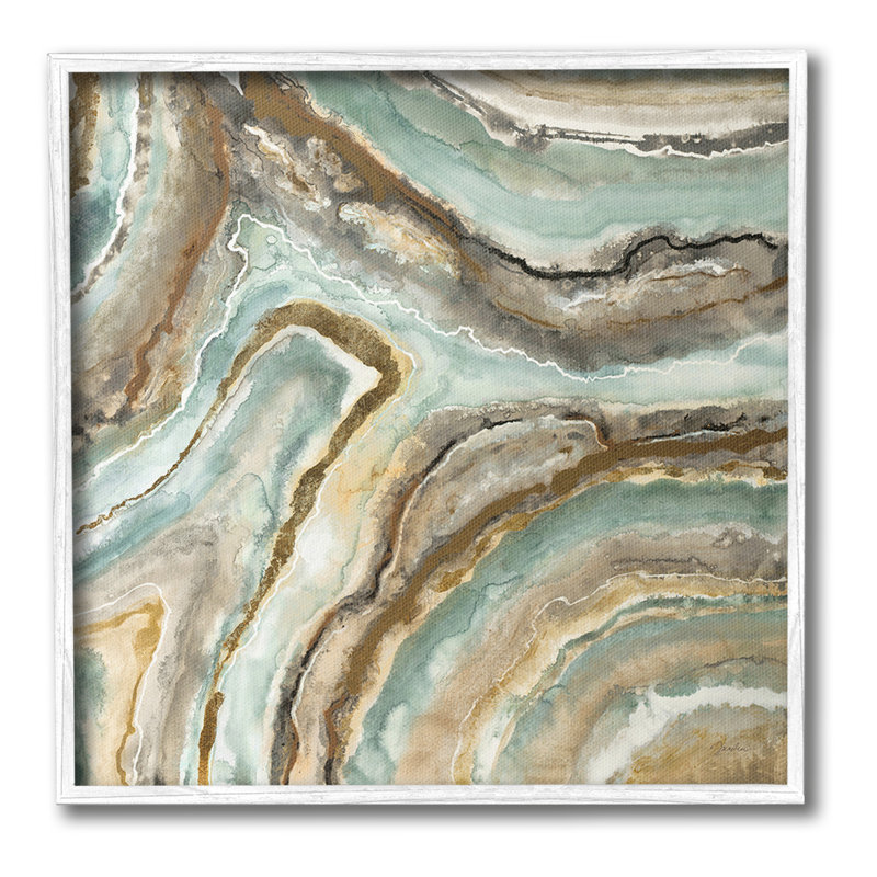 "Motif minéral Geode" par Liz Jardine, Estampe numérique encadrée blanc bord de mer, H 24 po x l 24 po