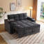 Canapé-lit convertible 65 po 3-en-1, canapé-lit coulissant avec table d'appoint pivotante à 360 °, canapé moderne revêtu de velours chenille, canapé peu encombrant pour salon, appartement et chambre d'amis, noir-130841210