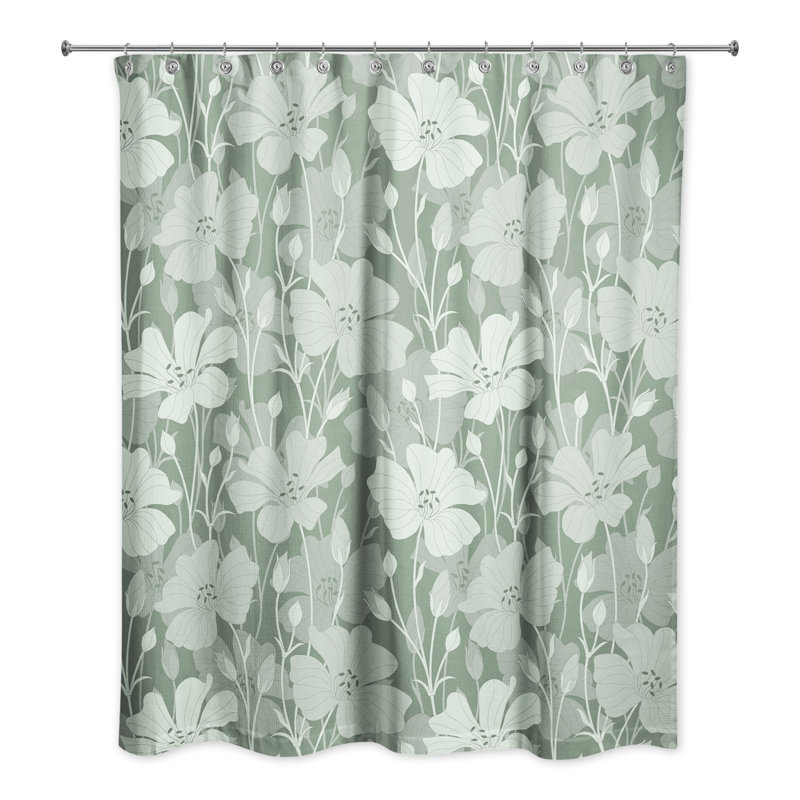 Rideau de douche simple à motif floral , Vert
