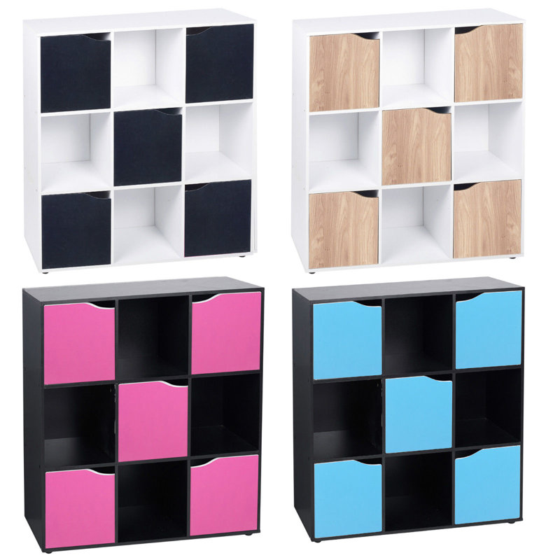 Swarna 90.5cm H x 89cm W Cube Bookcase, White/Oak