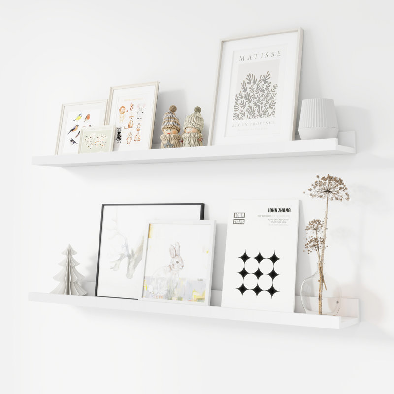 Tablette murale 2 pièces Darlicia, Blanc, H 2 po x l 36 po x P 4,7 po