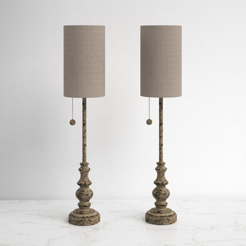 Joanna 28" Distressed Tan/Brown Buffet Lamp