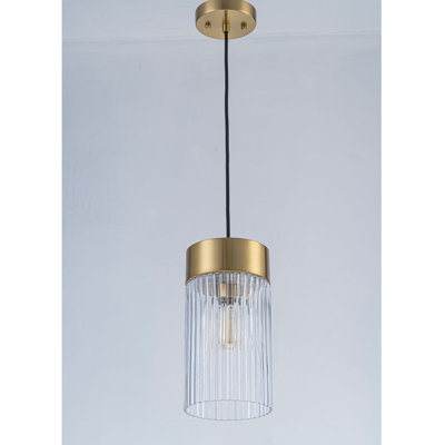 Single Light Clear Ribbed Glass Pendant Light