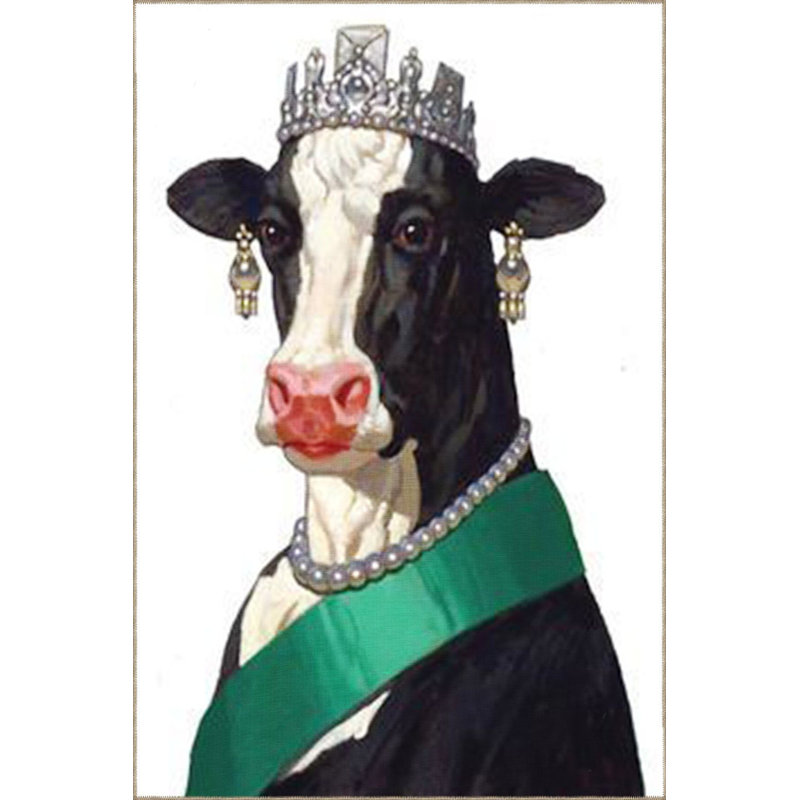 Tapis décoratif lavable à motif animalier Crowned Cow, Sous-tapis carré 3 pi 3 po inclus