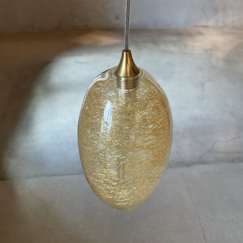 Luminaire suspendu simple 1 lumière Mist, Nickel satiné, Miel