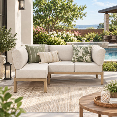 4 Person Modular Aluminum Patio Sectional, Beige
