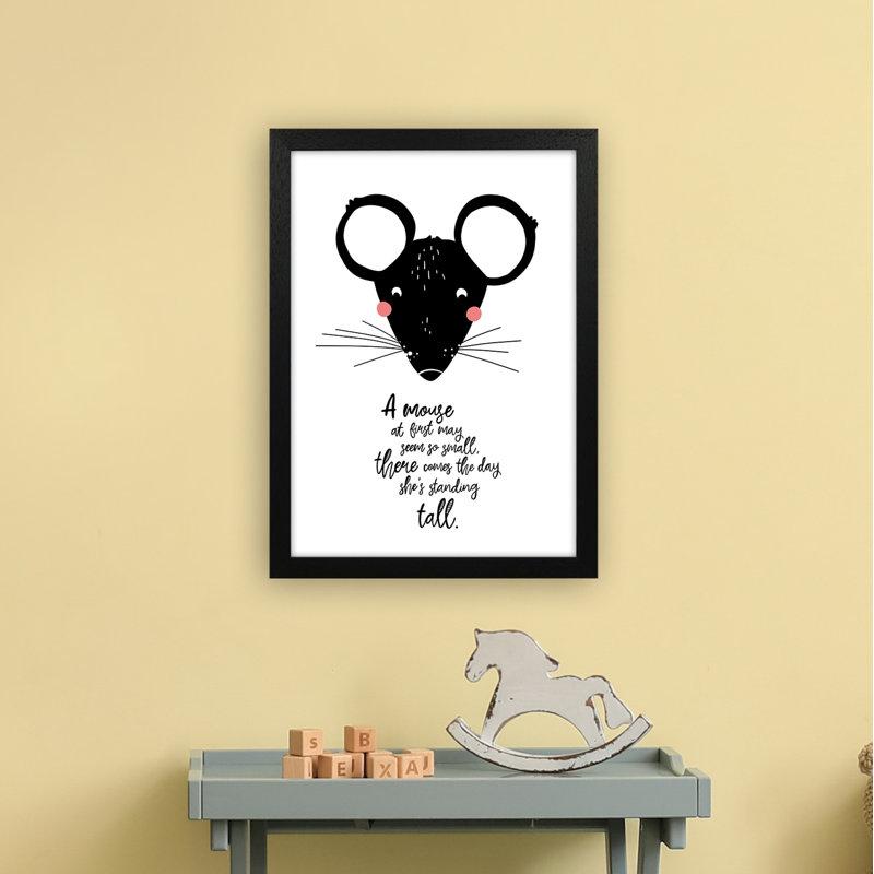 Mouse by Miniofmine - Print, 46cm H x 34cm W x 3cm D, Brown Framed