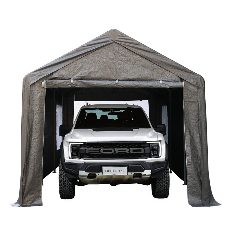 Car Ports, 10X20 Ft Heavy-Duty Carports With Roll-Up Windows, Portable Garages With Removable Side Walls And Doors, Trucks And Cars With All-Season Waterproof Pe Tarps