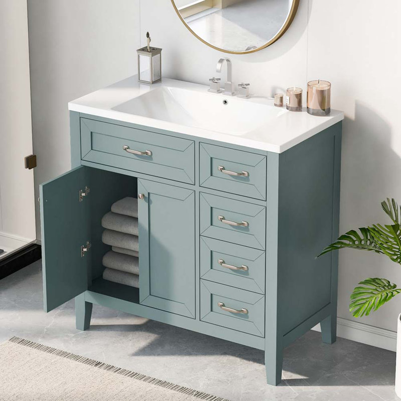 Ensemble de meuble-lavabo avec tiroirs 36 po Siety, Vert