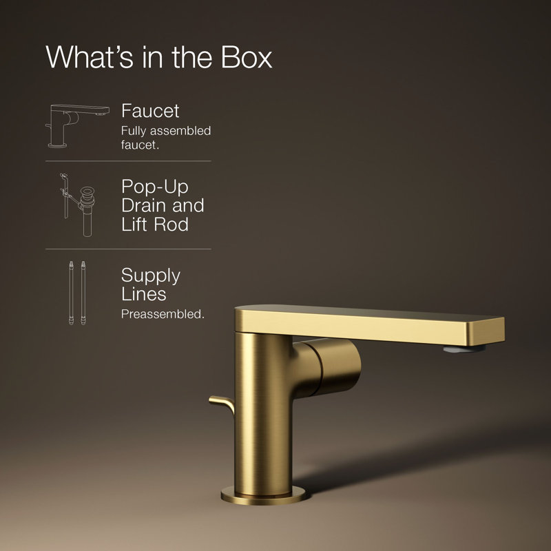 Single-Handle Bathroom Faucet, Vibrant Brushed Moderne Brass