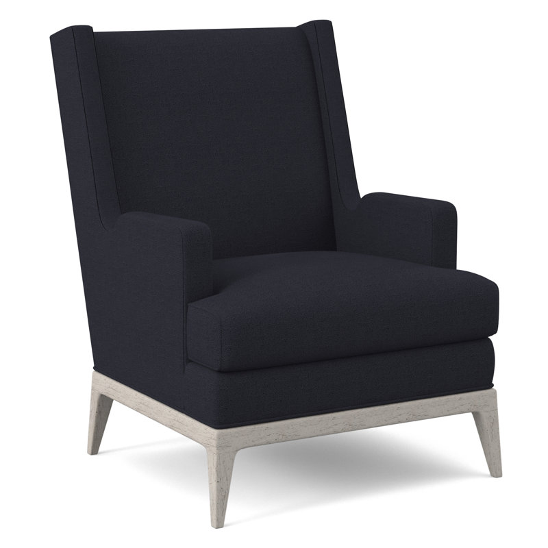 Cooper Upholstered Wingback Chair, Venice Navy, Bisque
