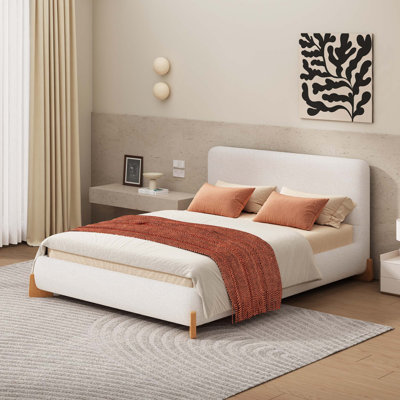 Elegant Boucle Upholstered Bed, A Luxurious And Comfortable Bedroom Centerpiece