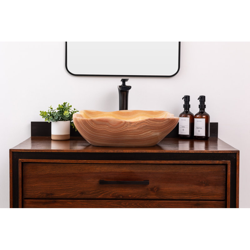 Natural Stone Vessel Bathroom Sink Petal Honey Onyx