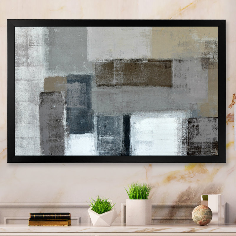 «Neutral Abstract Art», reproduction d'art sur toile encadrée, Impression noire sur toile encadrée, H 8 po x l 12 po x P 1 po