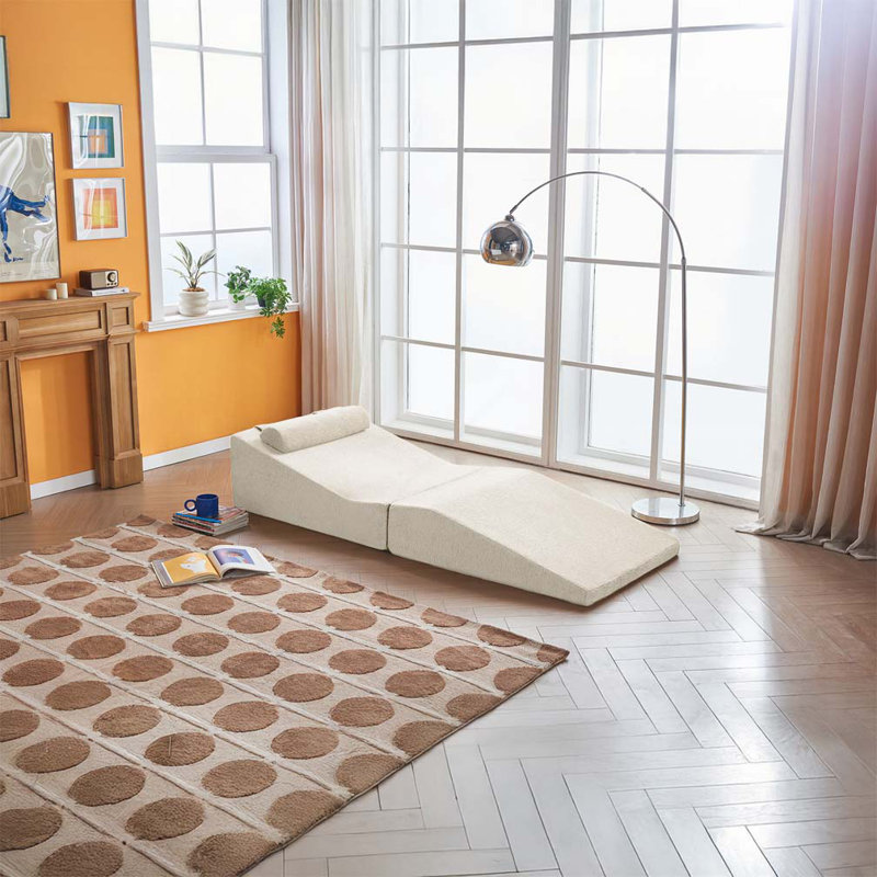 Chaise longue d'intérieur pliable et portable, Beige