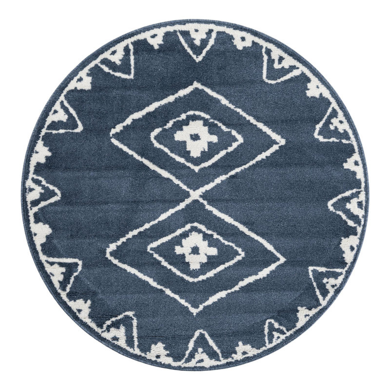 Latitude Run® Vefsna Nikolis Rug Blue, Round 4'1"