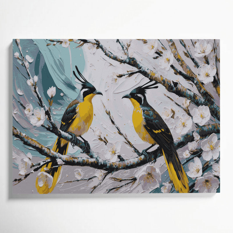 Oiseaux jaunes sur toile Bulbul, H 8 po x l 10 po