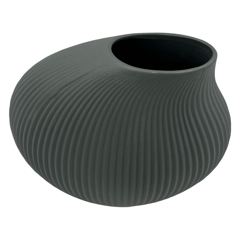 Lucasville Handmade Ceramic / Porcelain Table Vase, Gray 