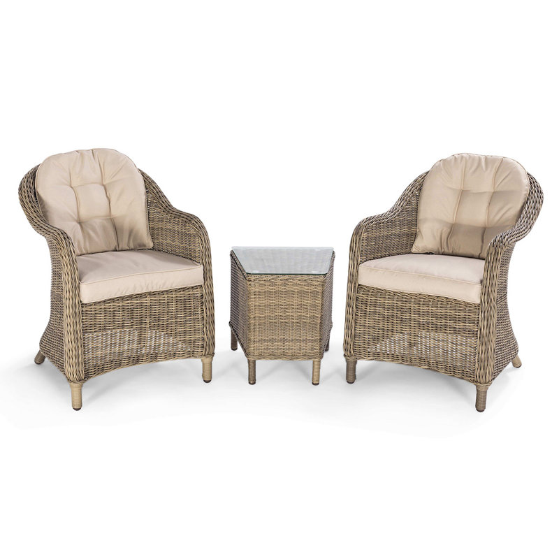 Outdoor Salinas All Weather Wicker 2 - Person Seating Group with Cushions
