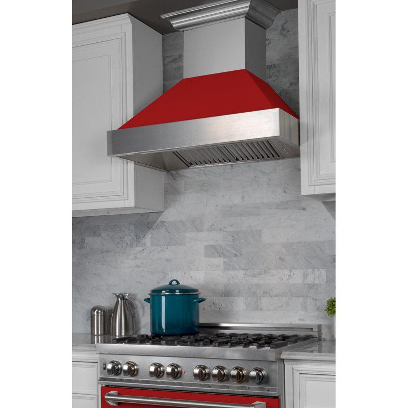 48" Fingerprint Resistant Stainless Steel Range Hood with Fingerprint Resistant Shell (8654SN-48), Red Matte
