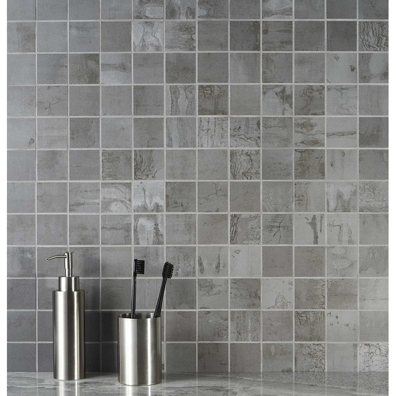 Angela Harris Inspira 2X2 Matte Porcelain Mosaic Tile, Oxide Metallic Blue