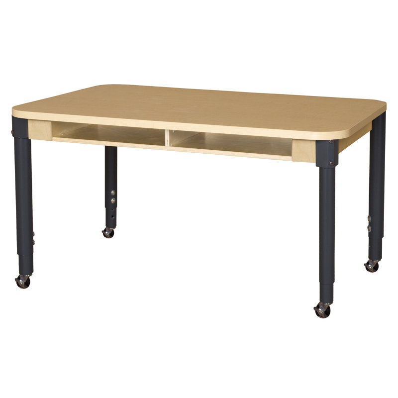 Two Seat Desk with Adjustable Legs 12"-17", Black, 19"H x 48"W x 18"D