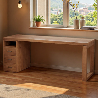 Bureau de travail en pin massif avec tiroir flottant Stora