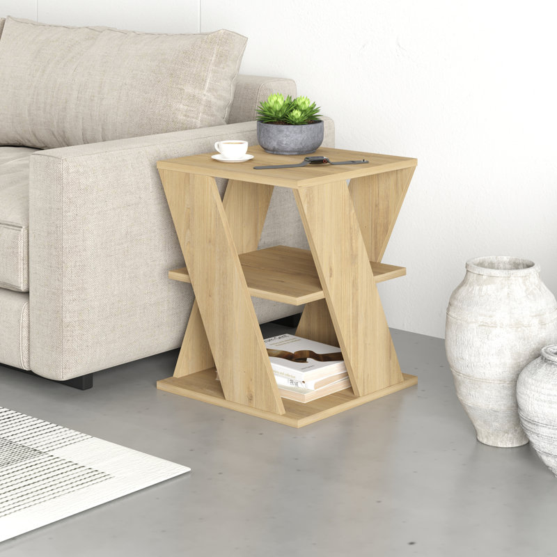 Cateline Side Table with Storage, Meşe