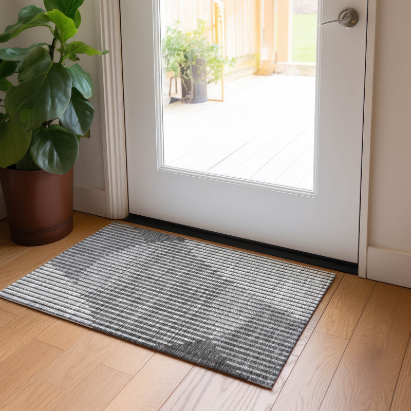 Gris anthracite lavable à la machine intérieur / extérieur ACN10010, Rectangle 1 pi 8 po x 2 pi 6 po