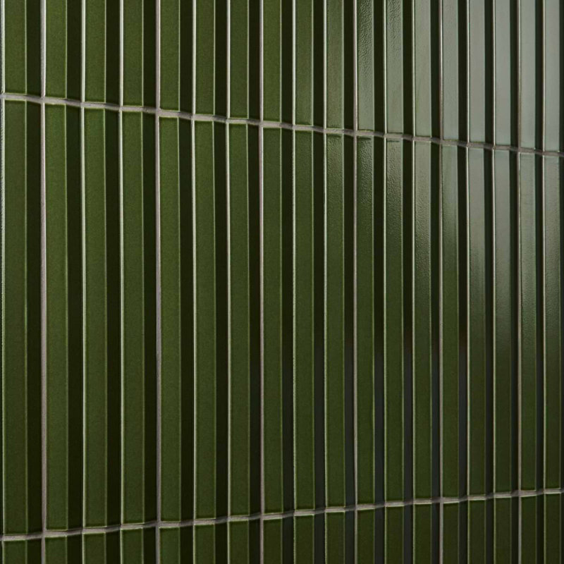 Ponto 5x16 Fluted 3D Polished Porcelain Tile, Verde Green