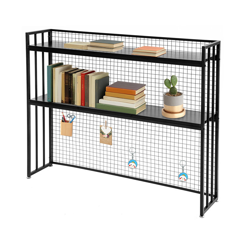 45.28 Inch Desktop Bookshelf, 2 Tier Metal Storage Shelf Organizer for Office Desk Books and Files