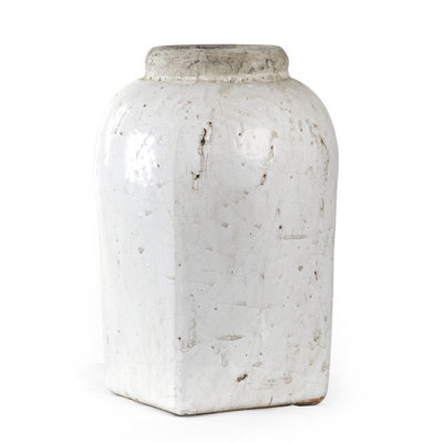 Vase de table blanc intérieur / extérieur en grès