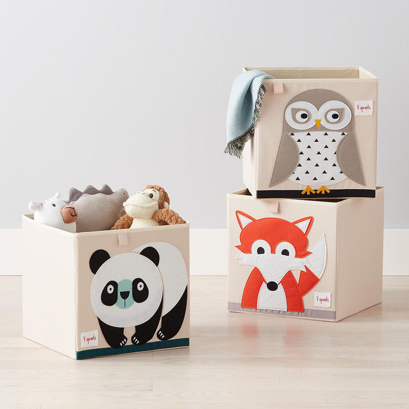 Orange Fox Foldable Fabric Storage Cube for Kids