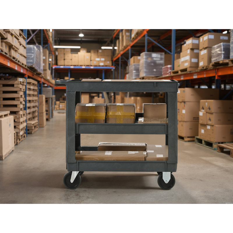Chariot utilitaire roulant à 3 couches avec roues, supporte 600 lb, capacité robuste pour les espaces de rangement de garage et la cuisine, pour une utilisation intérieure et extérieure, chariot à outils durable