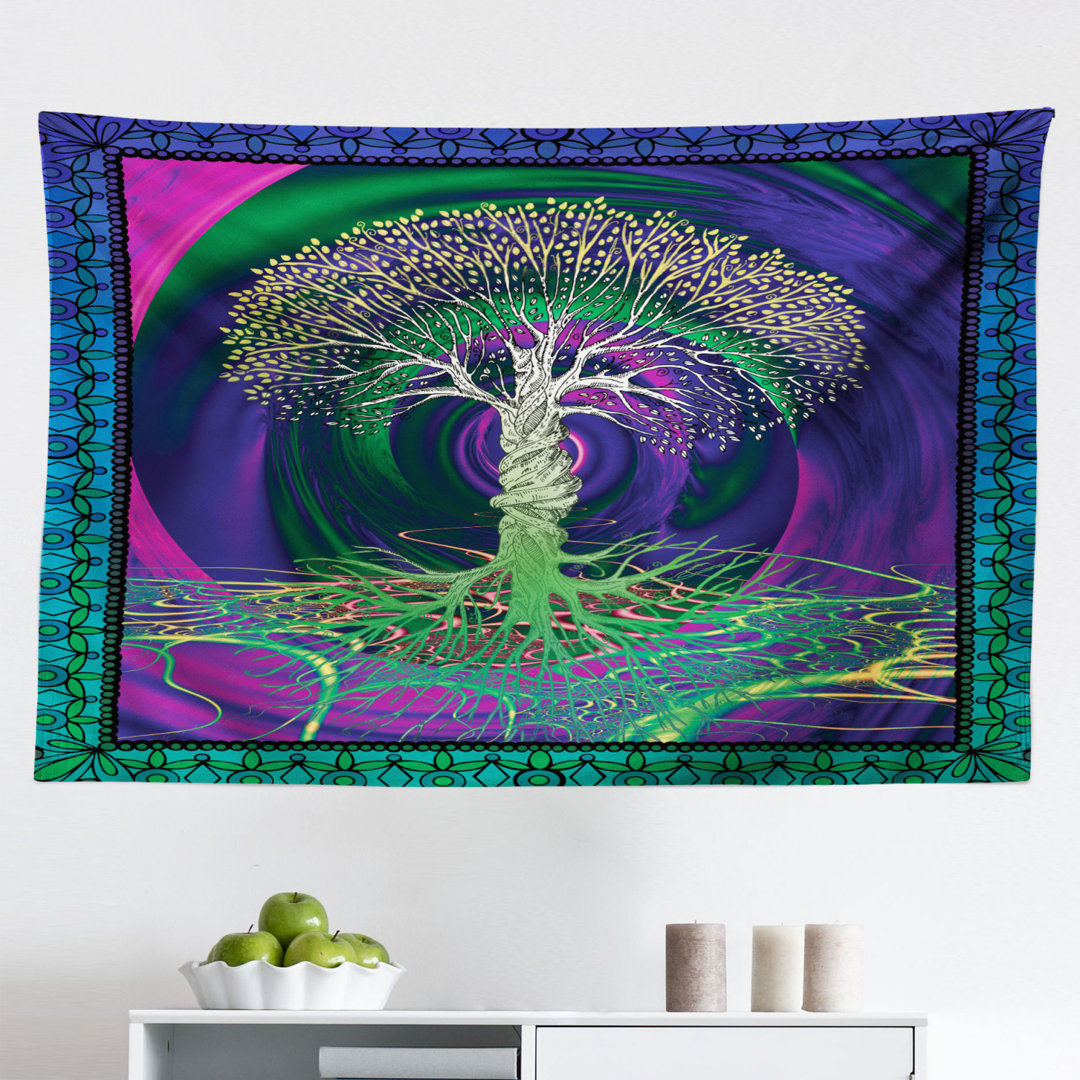 Wandbehang Digital Psychedelic Baum des Lebens Drehen Gothic Hintergrund Mystery Display