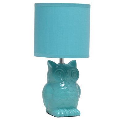 12.8" Tall Contemporary Ceramic Owl Bedside Table Desk Lamp with Matching Fabric Shade for Home Decor, Bedroom, Nightstand, Living Room, Entryway, Kids' Room, Nursery