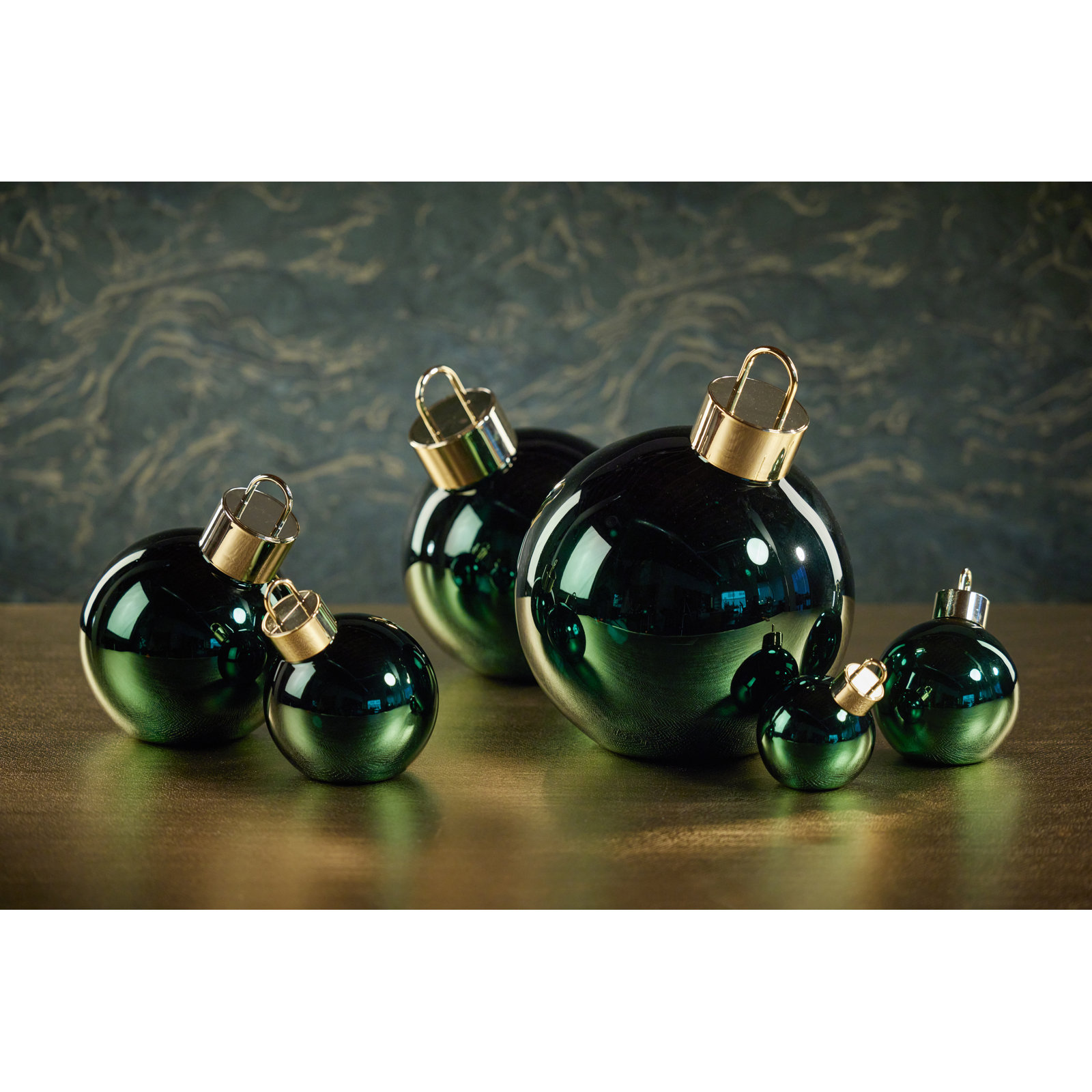 Lighted Glass Slanted Ball Christmas Ornament , 7.75" H x 7.75" W x 7.75" D, Green