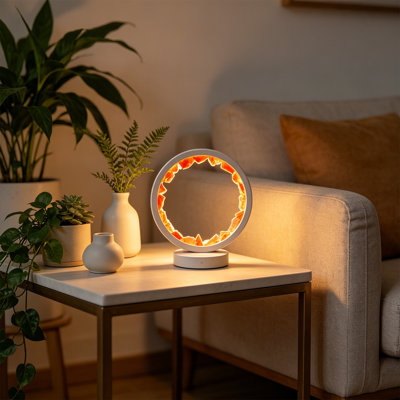 Natural Crystal Cluster Round Night Light USB Bedroom Bedside Lamp Ambient Light Ornament Small Night Light