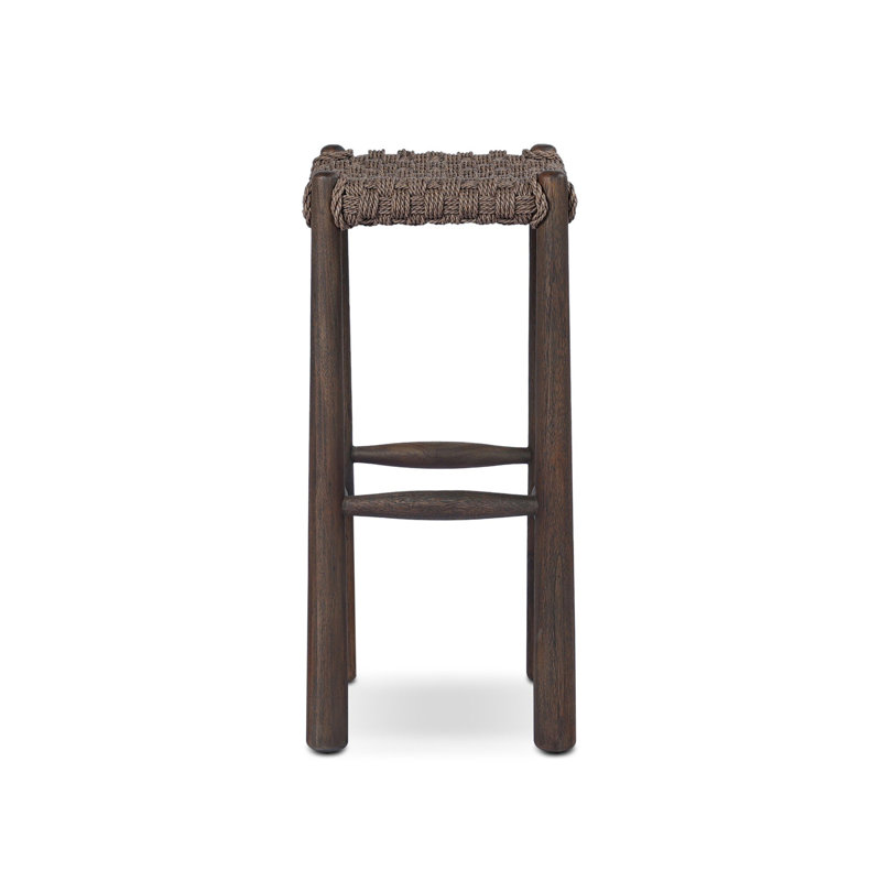 Savio Outdoor Stool-Dark Textured Woven-Counter, Brown, 30"