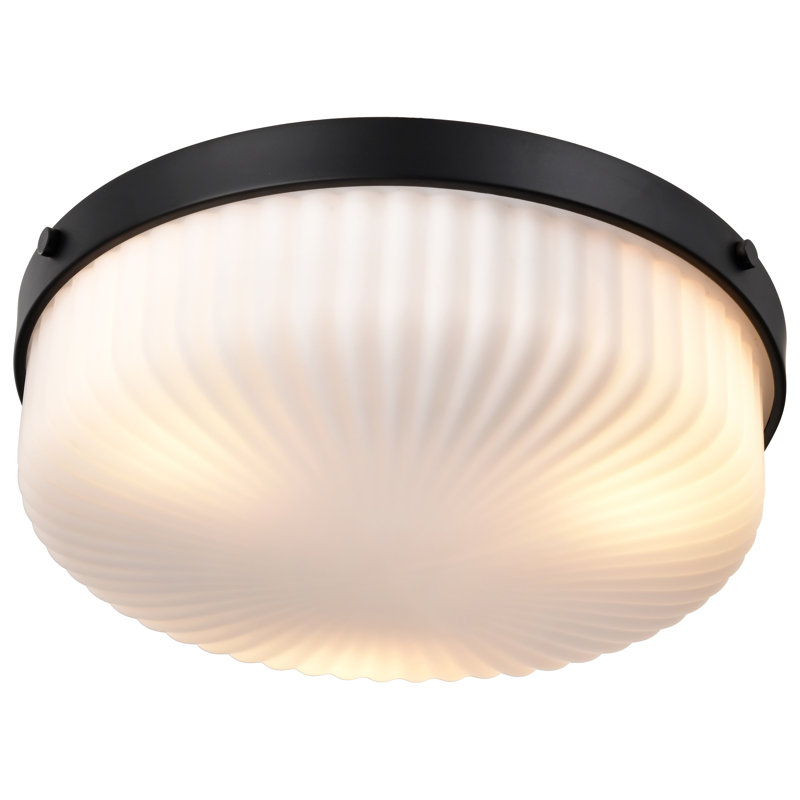 Sifuentes - Plafonnier encastré - Verre nervuré givré, Noir mat