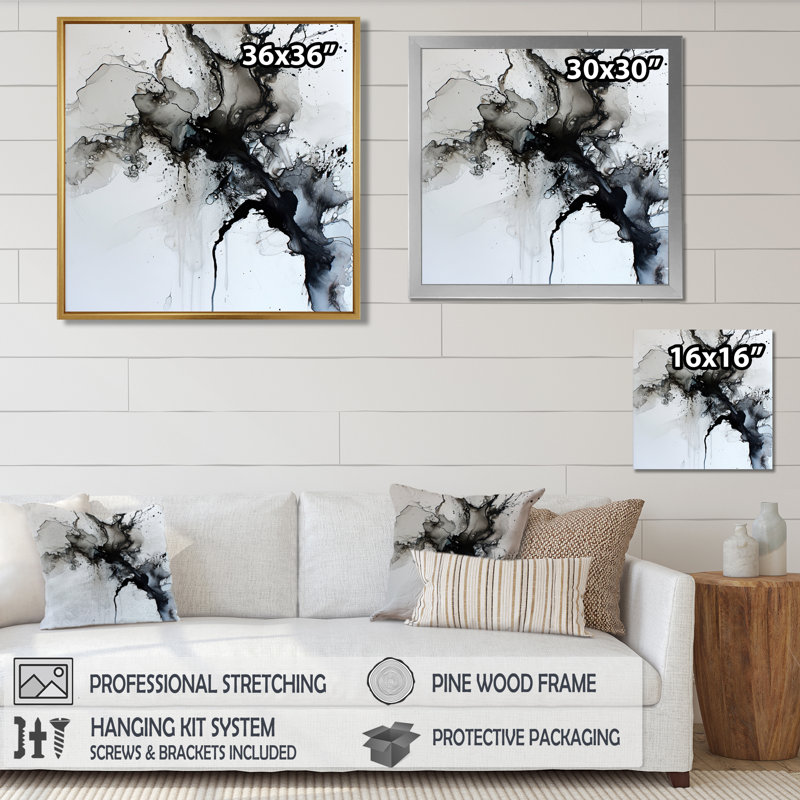 «Transcendent Mist Delicate Ink Clouds», reproduction d'art abstrait à l'encre liquide, Toile tendue