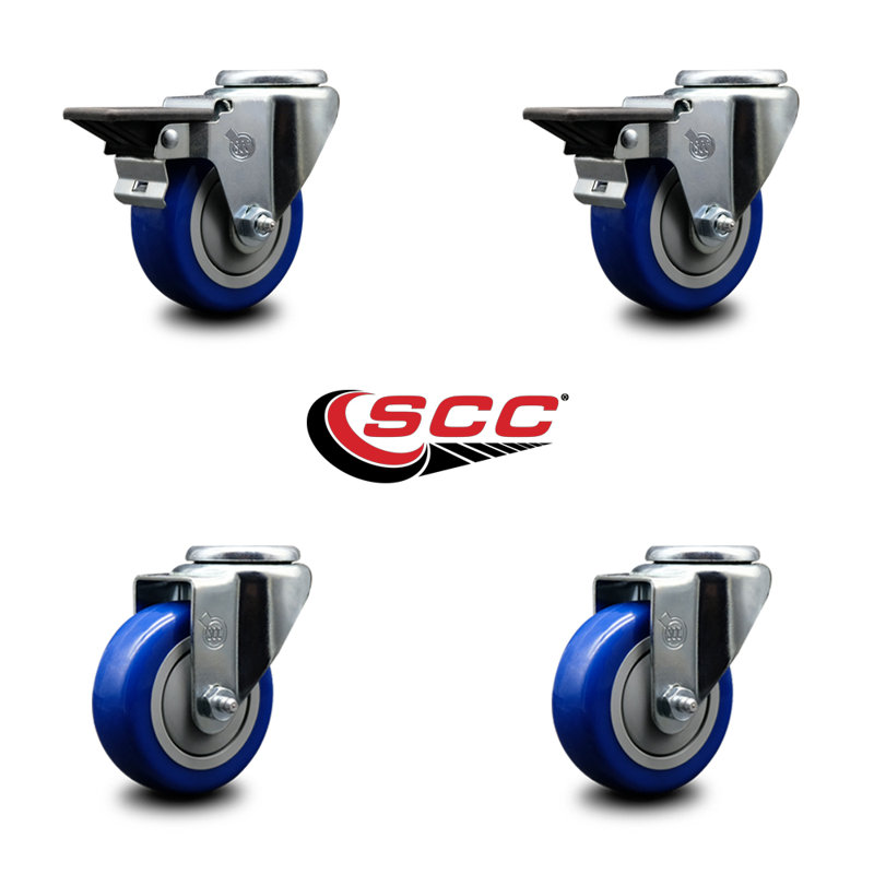 4-Piece Polyurethane Caster Set, Blue