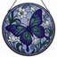 Vitrail de vitrail papillon 7,8 po H-907466991