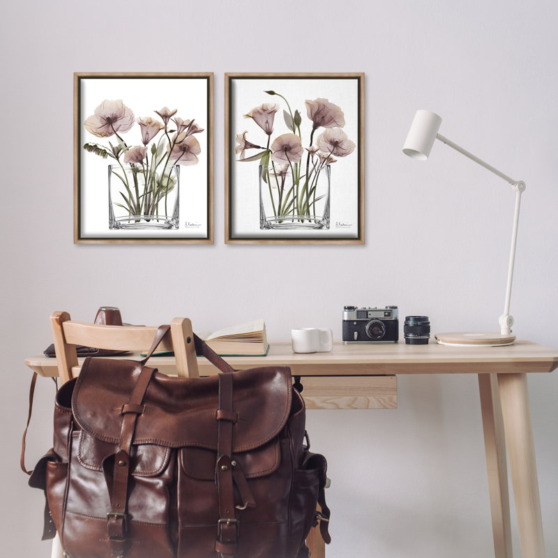 Ensemble de 2 cadres flottants Earthy Infatuation Bouquet, design par Albert Koetsier, Cadre flottant orme Montalcino