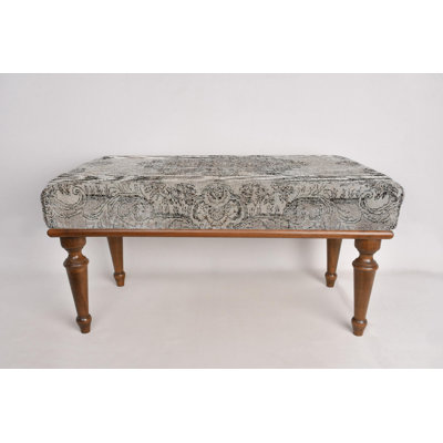 Ethnic Pattern Bench, Medallion Bench, Ottoman Bench, Upholstered Bench, Turkish Rug Bench, Kilim Bench, Home Decor Bench, Handmade Bench by Bungalow Rose