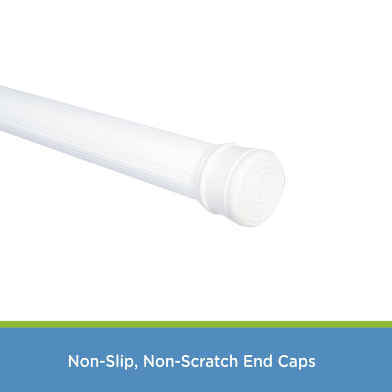 White Adjustable Steel Spring Tension Shower Rod, 24-38 Inches